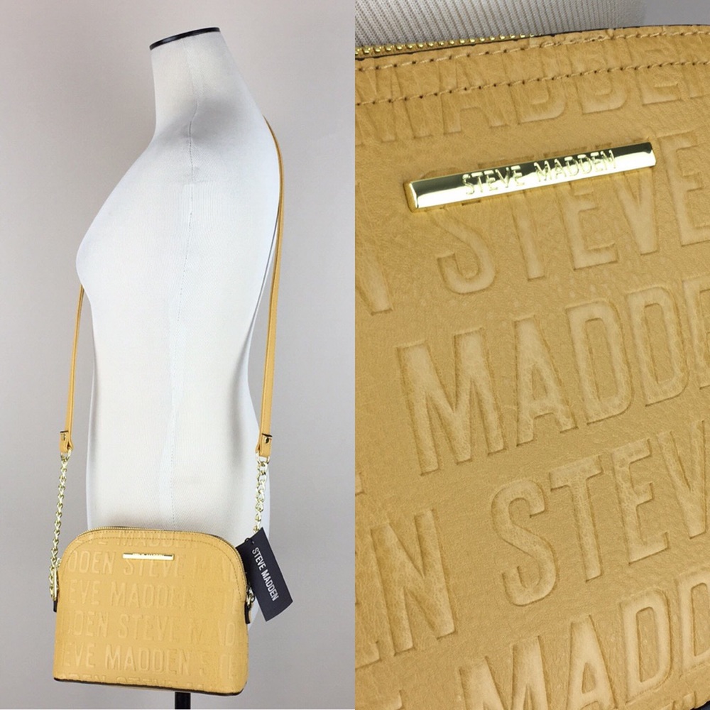 Steve Madden Marylin Logo Mustard Crossbody Purse - Picture 8 of 9